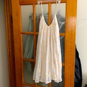 Zara Cream Dress With Floral Embroidery